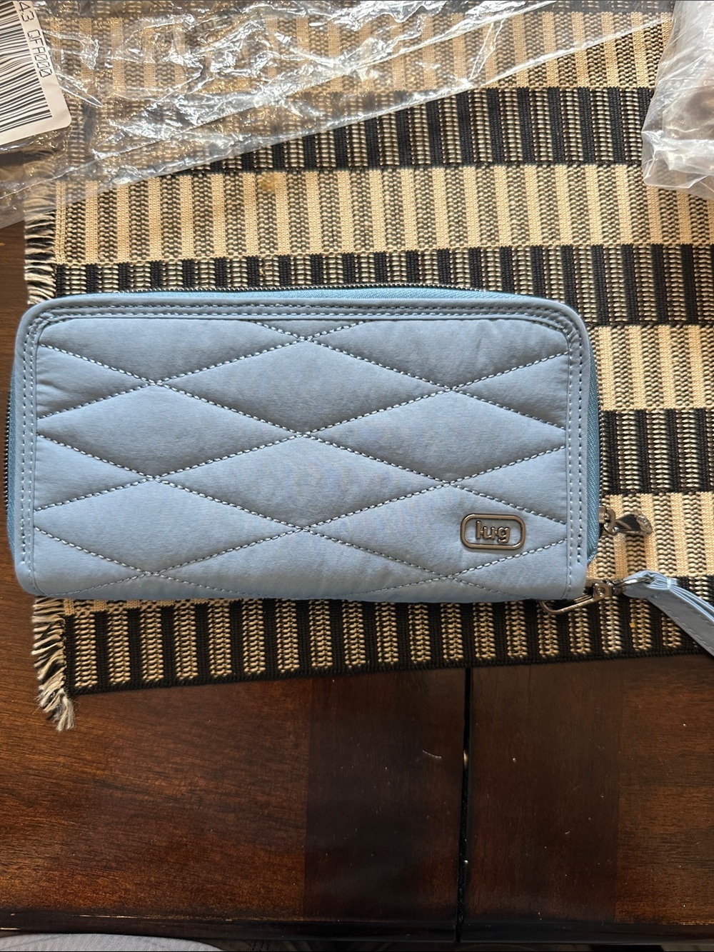 lug Quilted Powder Blue Zip-Around Wallet